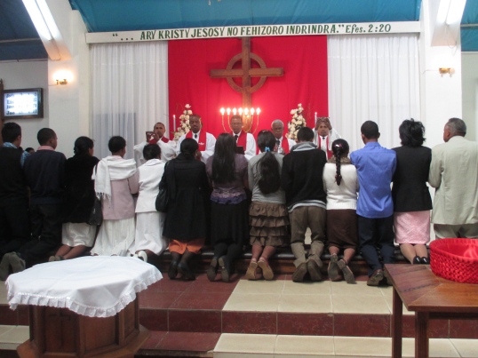 Celebrating Holy Communion at 67 Hectors Malagasy Lutheran Church 